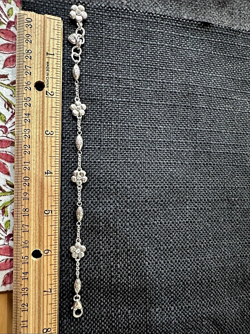 Brighton Silver Floral Charm Bracelet